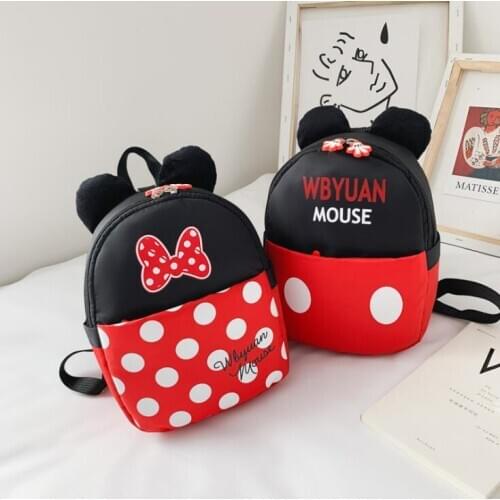 New Mickey Minnie Backpack Children Anti-lost Backpack Cute Kids School Bags Cartoon Kindergarten Children Small Backpack