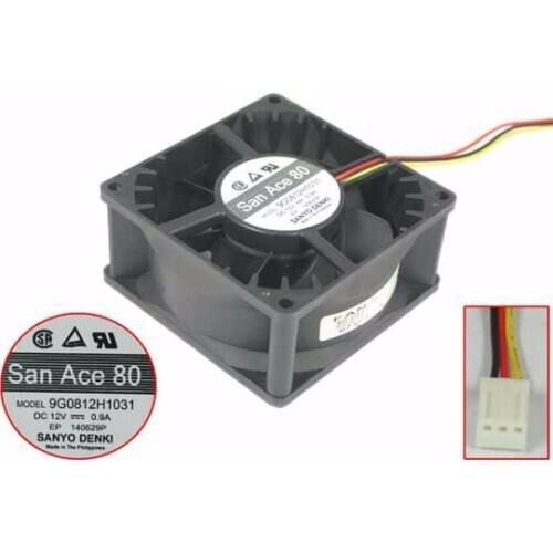 Sanyo Denki 9G0812H1031 DC 12V 0.9A 80x80x38mm 3-wire Server Cooling Fan