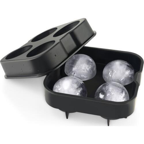 Ice Mold Silicone Ice Cube Tray Mould Shape Ball Ice Ball Maker Mold - Black Flexible Silicone Ice Tray - Molds 4 X 4.5cm