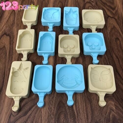 1pc Cartoon unicorn animal Silicone ice cream freezer mold baby shower supplies DIY Ice Cream Tool Cooking tools Dessert Molds