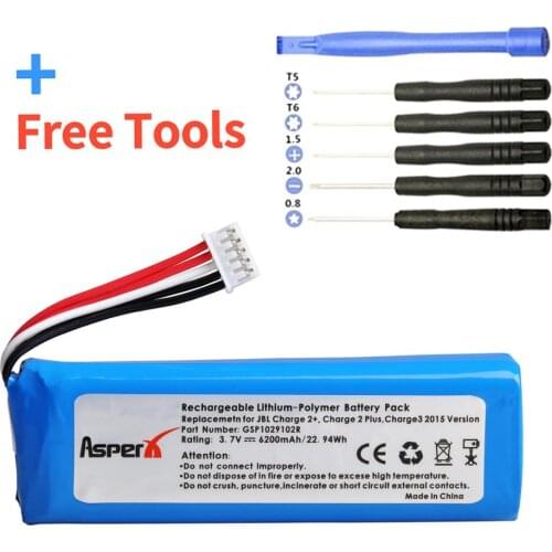 AsperX GSP1029102R Rechargeable Battery 6200mAh for JBL Charger 2+,Charge 2 plus, Charge 3 2015 Replacement Battery