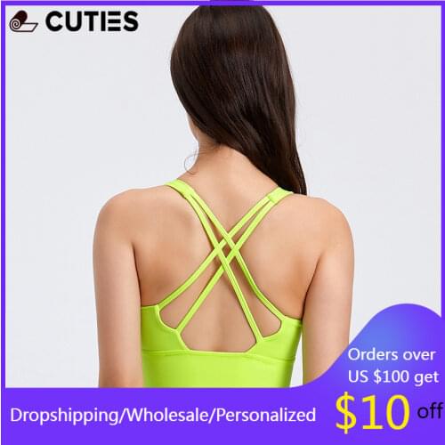 Cross Strap Long Line Yoga Workout Sport Bras Top Women Padded Naked Feel Gym Fitness Bras Crop Top Brassiere Active Bra Femme