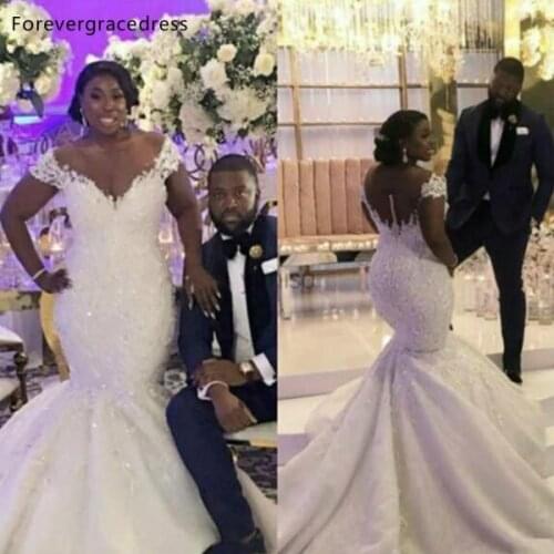 African Girls Off The Shoulder Lace Wedding Dresses Mermaid Long Formal Bridal Gowns Tailor Made Plus Size Available