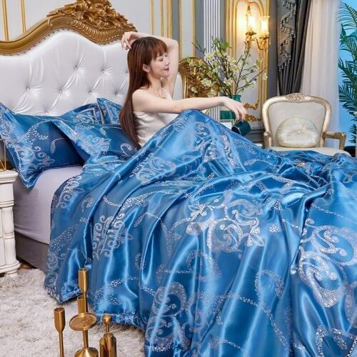 New Products Tencel Jacquard Quilts Summer Thin Quilt Air Conditioner Quilt Comforter Blanket King Queen 1PC Free Shipping #sw