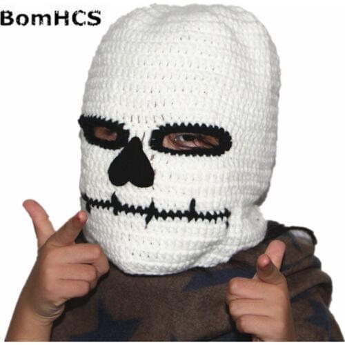 BomHCS Funny Cool Skull Mask Hat 100% Handmade Knitted Winter Thick Beanie Cap Halloween Christmas Gift