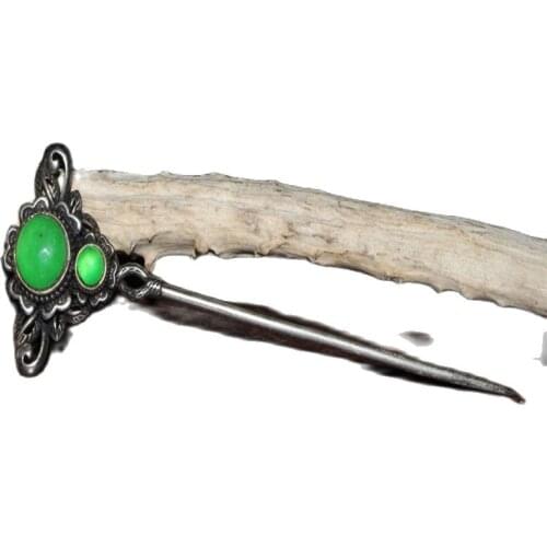 Collection of white copper inlaid old jadeite hairpin classic headdress female adult hairpin