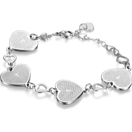 BONISKISS Womens Romantic Heart Pattern Bracelets Ladys Fashion Bangles Jewelry Female Bijoux Bracelet