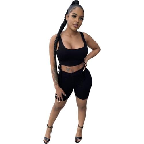 S-XXL Shorts and Crop Top Set for Women 2021 Summer Fashion Sexy Casual Lounge Wear Home Sleep Set 2 Piece Set