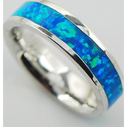 Blue Fire Opal Women 925 Sterling Silver Ring A25 Size 6 7 8 9 10