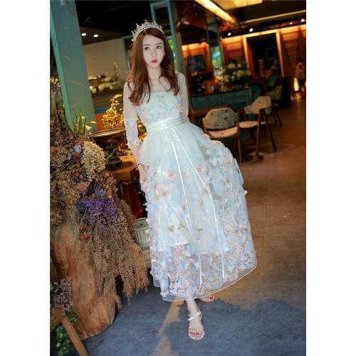 High Quality Explosions Leisure print embroidery matching Dresses Women Summer Casual Dress