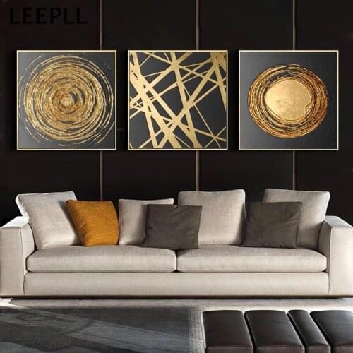 Nordic Retro Gold Foil Gold Line Abstract Pattern Print Picture Canvas Print Wall Art Picture Modern Living Room Decoration