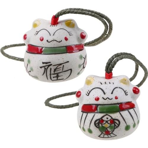 1PC Mini Lucky Cat Hanging Ornament Wind Chimes Japanese Style Lucy Cat Pendant Yard Garden Home Decoration Ornaments