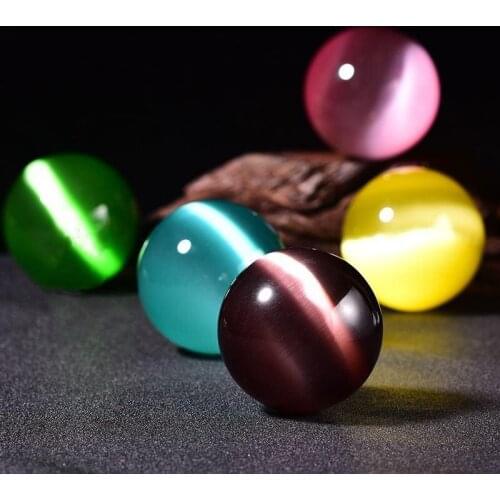 1PCS Rare Big Cats eye Opal Ornaments Colorful Round Cats eye Stone Home Office Decoration Party Holiday Gift Diameter 4CM