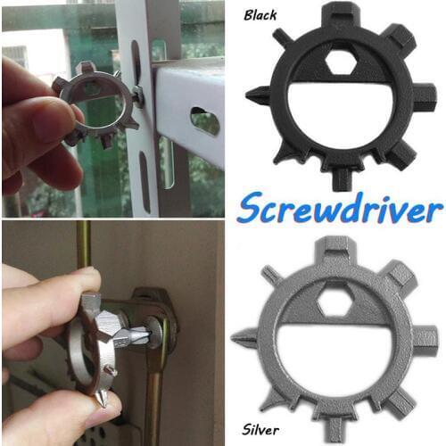 12-function Stainless Steel Screwdriver Repair Tool Gear Bike Spokes Adjustor Screwdriver Keychain Bottle Opener