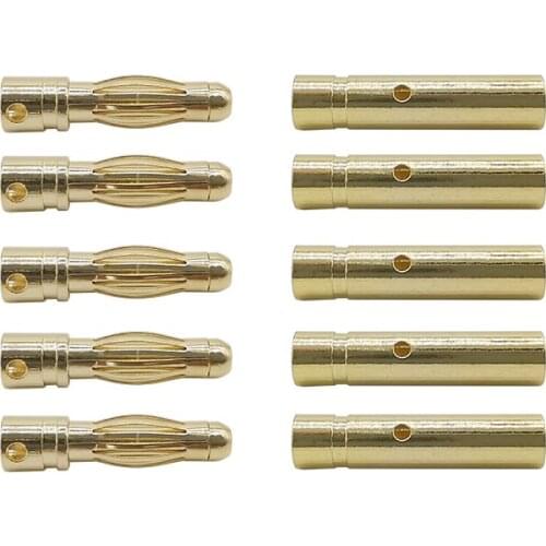 20Pair Bullet Banana plug 2mm 3mm 3.5mm 4mm Bullet Female Male Connectors Battery Parts Head Gold Plated Copper Banana Plugs