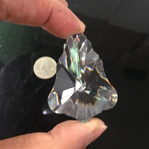 50mm Clear Suncatcher Pendant Tree Faceted Leaf Crystal Chandelier Craft Prism Hanging Ornament Fengshui Xms