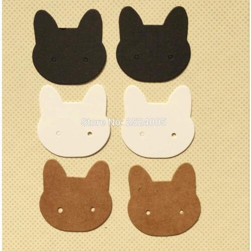Free shipping stock blank cat shape earring tag 3.5x3.5cm 500 pcs a lot/kraft paper tag/jewerly tag/hang tag/clothing label/card