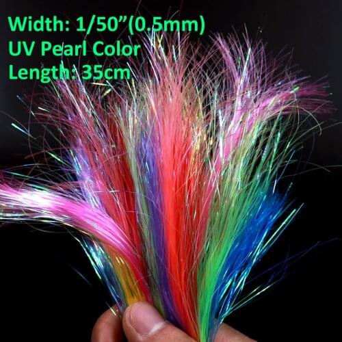 Bimoo 8 Bags 1/50" UV Ice Flashabou Streamer Pike Salmon Saltwater Fly Tying Material Pink Yellow Green Blue Orange
