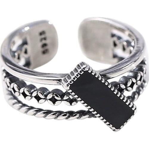 BOCAI New Real solid Pure S925 silver Woman ring retro fashion personality creative multi-layer ring