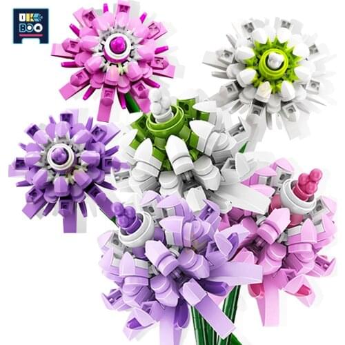 UKBOO Gilrs DIY City Trifolium White Clover Decorative Flowers Building Blocks Set Kid Creator Garden Bricks Toys For Children