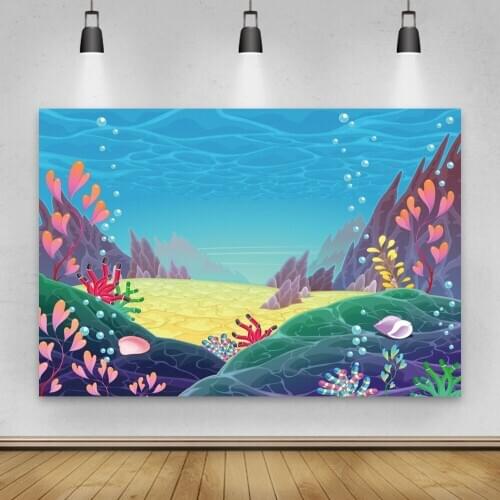 Laeacco Undersea World Coral Bubble Birthday Newbron фон для фотосъемки Background For фотостудия Photo Studio Props Photocall