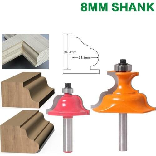 2PCS 8mm Shank Wainscoting Roman Ogee & Pedestal Router Bit C3 Carbide Tipped Wood Cutting Tool woodworking router bits