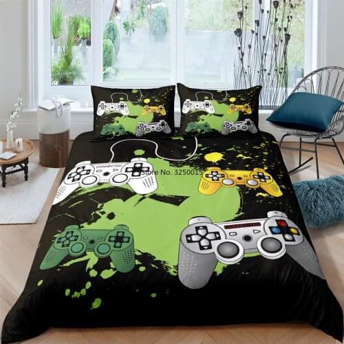 Game Home Textiles Bedding Set Gamer Life Pattern Printed Duvet Cover Set with Pillowcase Queen King Full Size