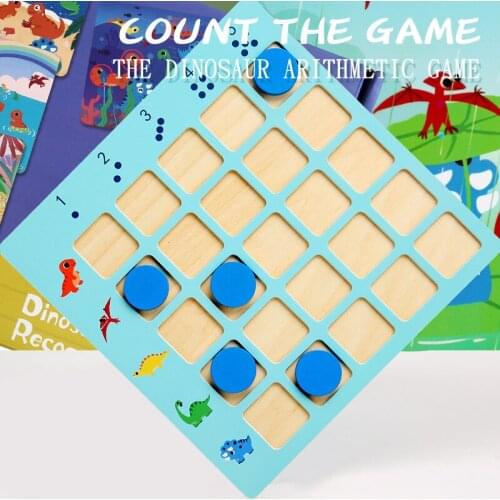 JINLETONG Dinosaur Wooden Jigsaw Puzzles Preschool Learning Toys for Children Arithmetic Game Wooden Montessori Toys