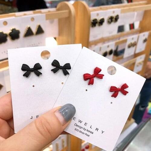 Korean Style Stud Earrings Little Kawaii Cute Women Wholesale Sweet Red Bow Knot Fashion Jewelry Girls Female Party gift