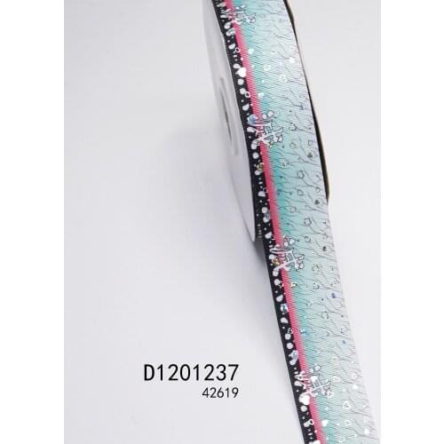 38mm 1.5 Inch Printing Heart Hologram Sliver Foil Printed Grosgrain ribbons D1201237