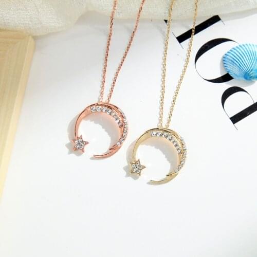Fashion Jewelry 2020 New Arrival Gold Color Crystal Moon Pendant Necklace For Women New Factory Wholesale