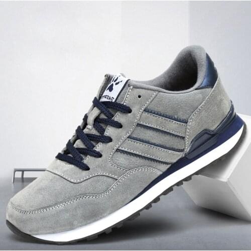 Mens Leather Sneakers Light Non-slip Running Shoes Breathable Casual Sports Men Shoes Fashion Flat Shoes