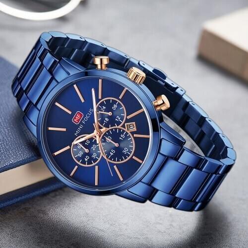 MINI FOCUS New Business Watches Men 2020 Top Luxury Brand Stainless Steel Wrist Watch Men Waterproof Chronograph Quartz Watches