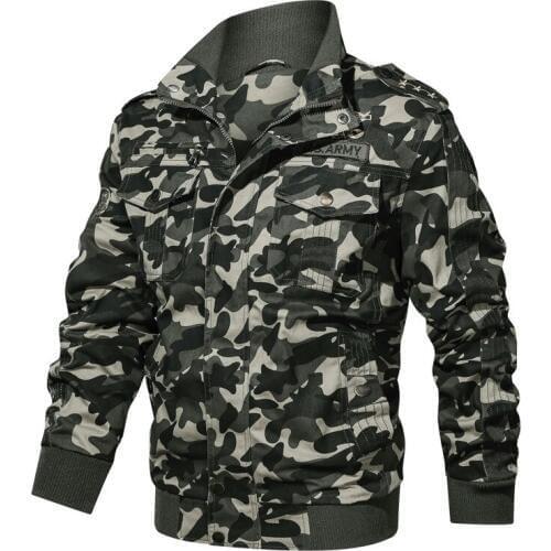 Mens Autumn winter Bomber Jackets Camouflage Military Cargo Coats Casual Air Force Pilot Men Army Tactical Jacket windbreaker