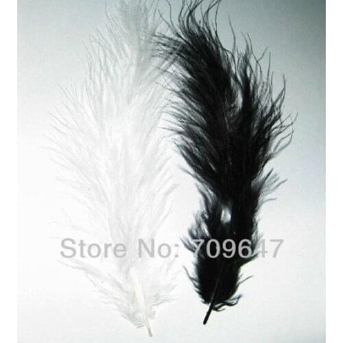 Natural feathers for crafts! 200Pcs/lot 8-12cm Black&White TURKEY MARABOU FLUFF FEATHERS,Loose Turkey Feathers for Crafts