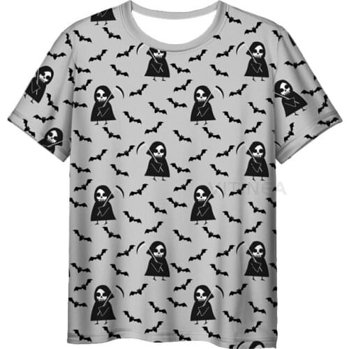 New Fashion 3D Print Halloween Mens Womens T-shirt Casual Style Design Short Sleeves Summer Handsome Tee V12