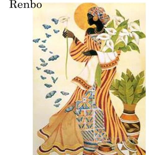 New Hot diamond painting African women Wall Art Picture diamond mosaic full square round diamond embroidery lily lady gift