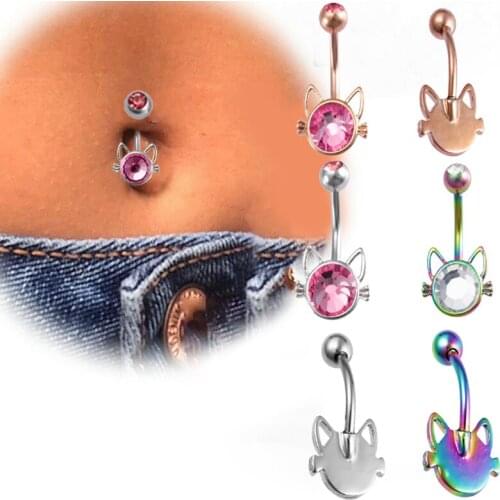 2021 Hot New 1PC Cute Cat Womens Stylish Sexy Belly Body Piercing Button Navel Ring Fashion Jewerly Accessories Decoration Girl