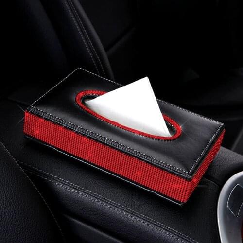 Crystal Car Tissue Box Diamond Tissue Paper Case Rhinestone Tissue Box Bag Pumping Paper Case Dispenser for Home Office Car