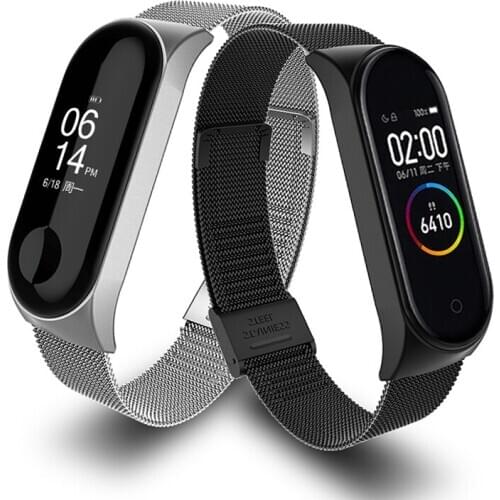 Strap For Xiaomi Mi Band 5 4 3 Stainless Steel Mesh Belt Watches Band Smart Watch Bracelets Women Men WristWatch For Miband 5 4