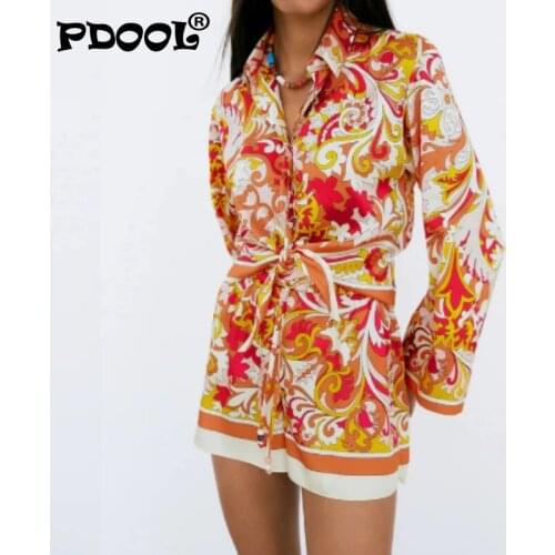 Shorts Women Orange Print High Waist Short Pants Woman Summer 2021 Vintage Streetwear Beach Loose Casual Shorts Sets