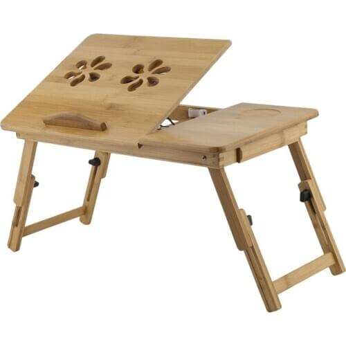 Foldable Portable Bamboo Computer Stand Laptop Desk With/Without Fan Tea Serving Bed Dining Table Laptop Notebook Table