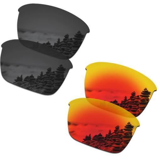 SmartVLT 2 Pairs Polarized Sunglasses Replacement Lenses for Oakley Thinlink Stealth Black and Fire Red