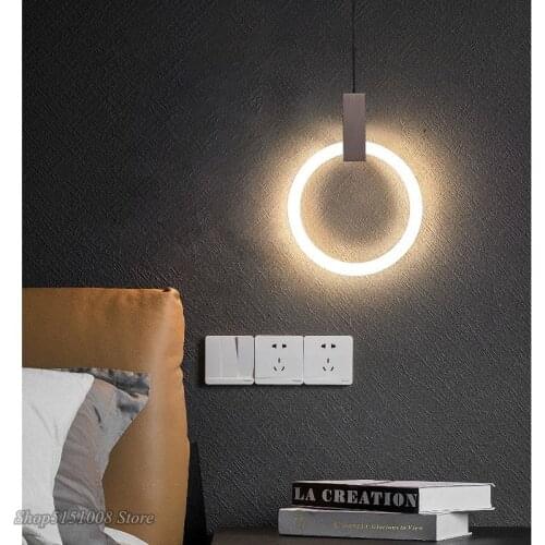 Modern Nordic LED Round Ring Pendant Lights Fashion Decorative Hanging Lamp Bedside Corridor Staircase and Balcony chandeliers