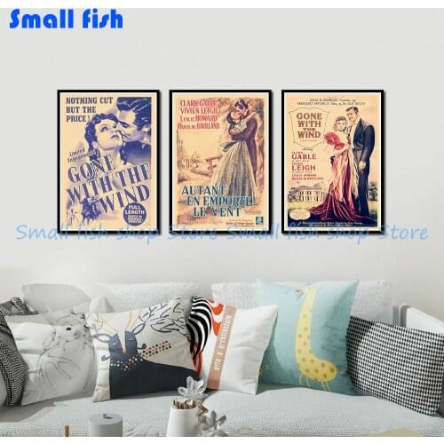 Gone with the Wind Home Furnishing decoration Kraft Movie Poster Drawing core Wall stickers 42*30 cm
