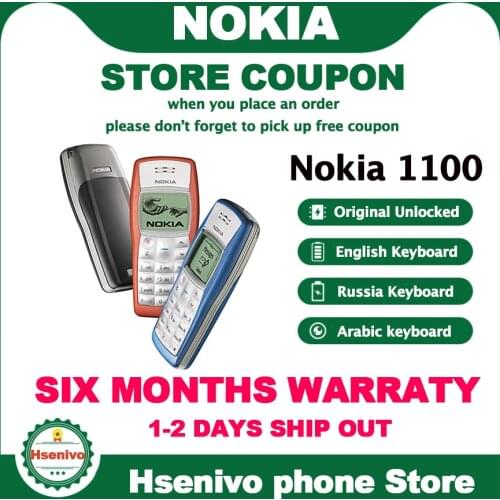 Cheapest Original Nokia 1100 Mobile Phone Unlocked GSM900/1800MHz Cellphone with Multi Languages 1 Year Warranty refurbished