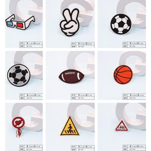 Embroidered Football Basketball Rugby Patches Women Lovely Girls Kids Iron On Patch Clothing Applique Sticker DIY Accessory B189