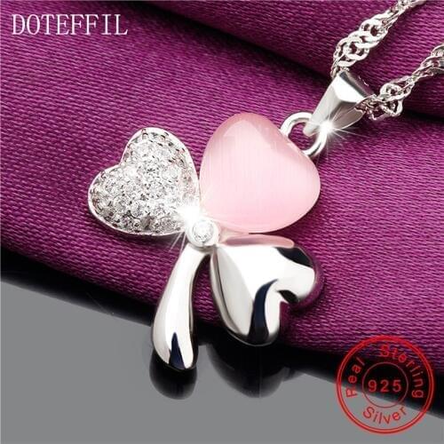 Three Heart Petals Bracelet 925 Sterling Silver Woman Flower Pendant Necklace Fashion Charm Silver Jewelry Necklace