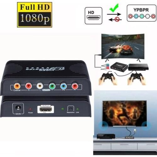 1080P HD HDMI-compatible To Ypbpr Component Coaxial Audio Video Converter Adapter for PS4 PS5 TV BOX DVD PC Laptop To Monitor