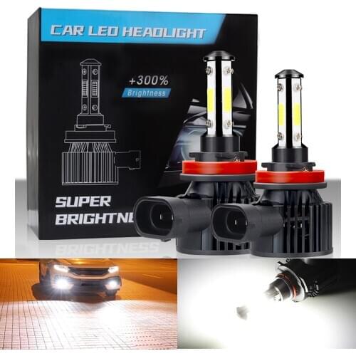 2X 14400LM 4 Sides H4 H7 LED Headlight Turbo 9005 HB3 9006 HB4 LED H8 H11 Bulb 6500K White Lamp 360 Degree Diode Auto Fog Light